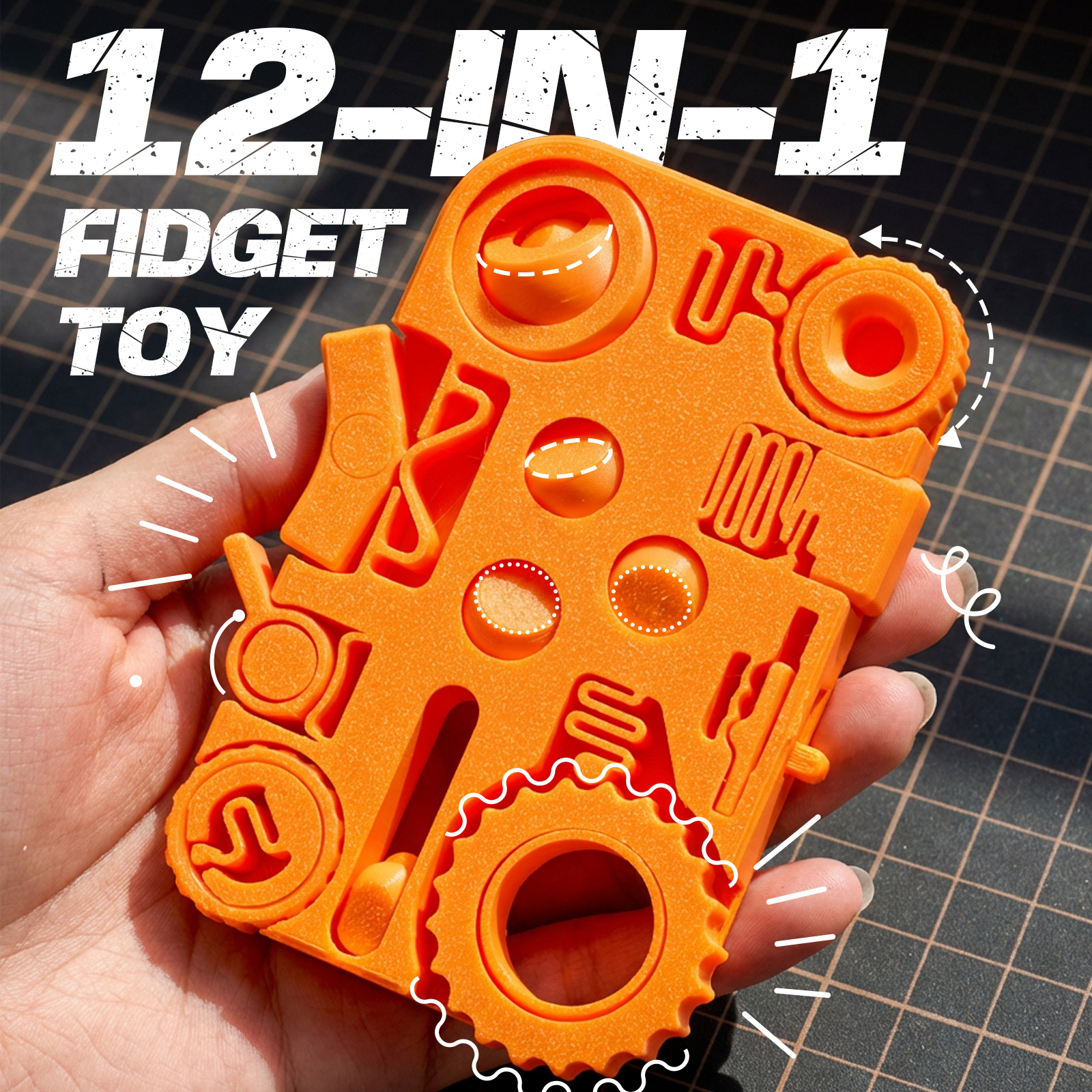 3D Printing Idea - 12-in-1 Stress Relief Toy 3D Printed