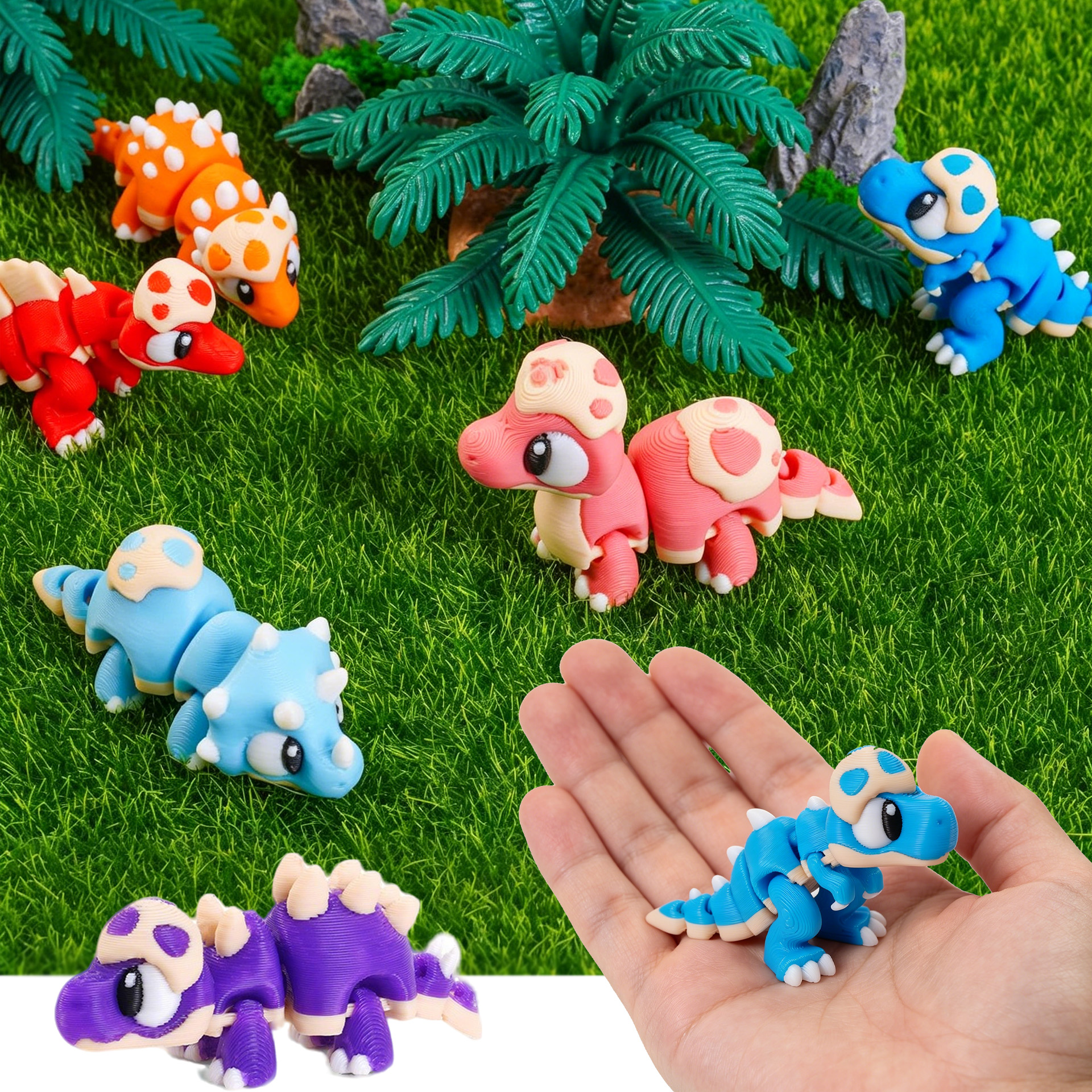 3D Printing Idea - Set 3D Printed Mini Dinosaur Toys